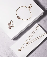 Dkny Gold-Tone Crystal Heart Layered Pendant Necklace, 16" + 3" extender