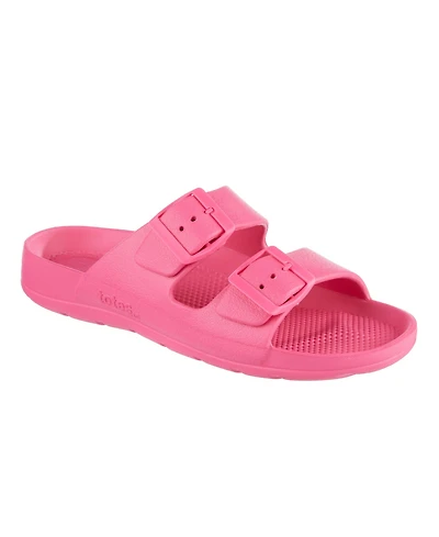Totes Women's Double Buckle Adjustable Slide with Everywear