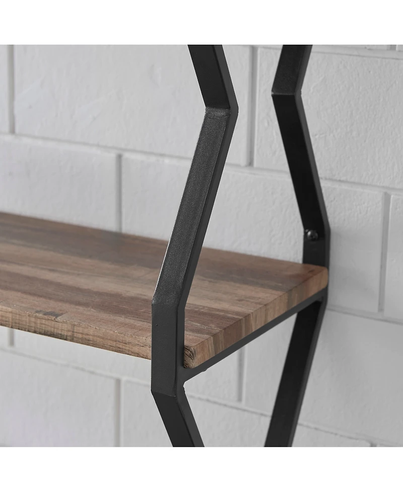 Rustic Industrial 3-Tier Zigzag Floating Wall Shelf