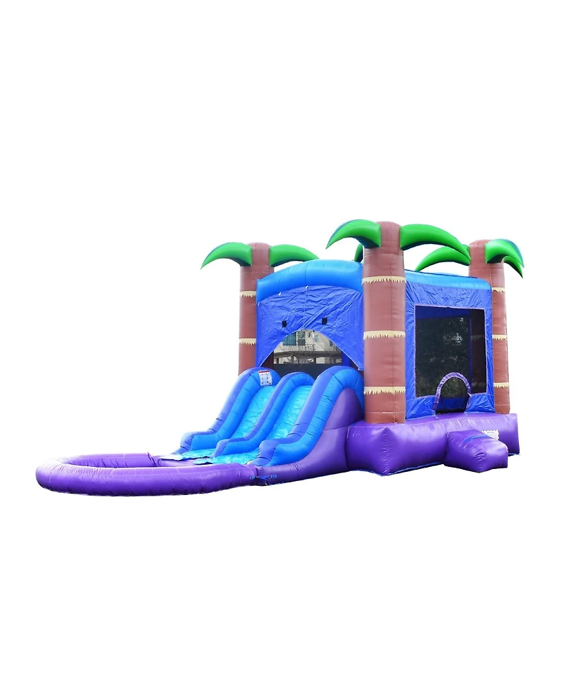 HeroKiddo Enchanted Forest Commercial Grade Bounce House Water Slide with Splash Pool for Kids and Adults (with Blower), Basketball Hoop, Outdoor Indo