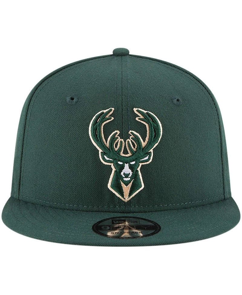 Men's New Era Hunter Green Milwaukee Bucks Official Team Color 9FIFTY Snapback Hat