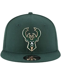 Men's New Era Hunter Green Milwaukee Bucks Official Team Color 9FIFTY Snapback Hat