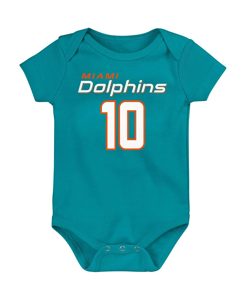 Baby Boys and Girls Tyreek Hill Aqua Miami Dolphins Mainliner Player Name Number Bodysuit