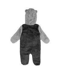 Baby Boys and Girls Black Vegas Golden Knights Game Nap Teddy Fleece Bunting Full-Zip Sleeper