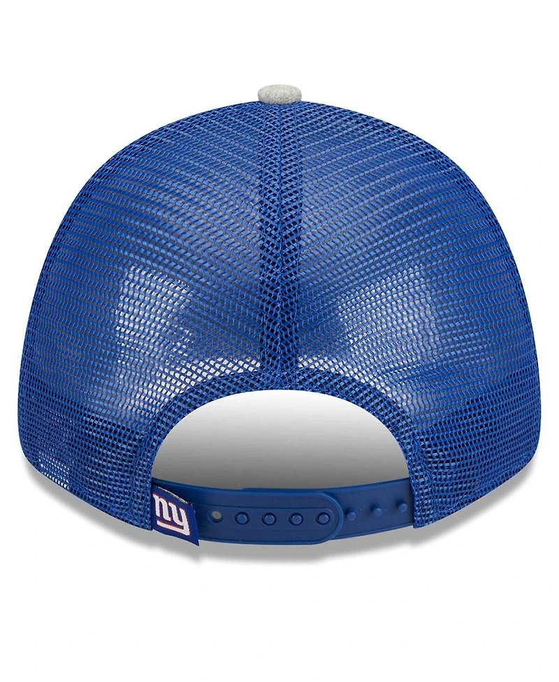 Men's New Era Heather Gray, Royal New York Giants Pop Trucker 9FORTY Adjustable Hat