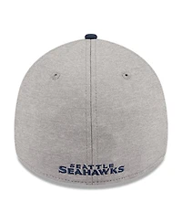 Men's New Era Heather Gray, College Navy Seattle Seahawks Striped 39THIRTY Flex Hat