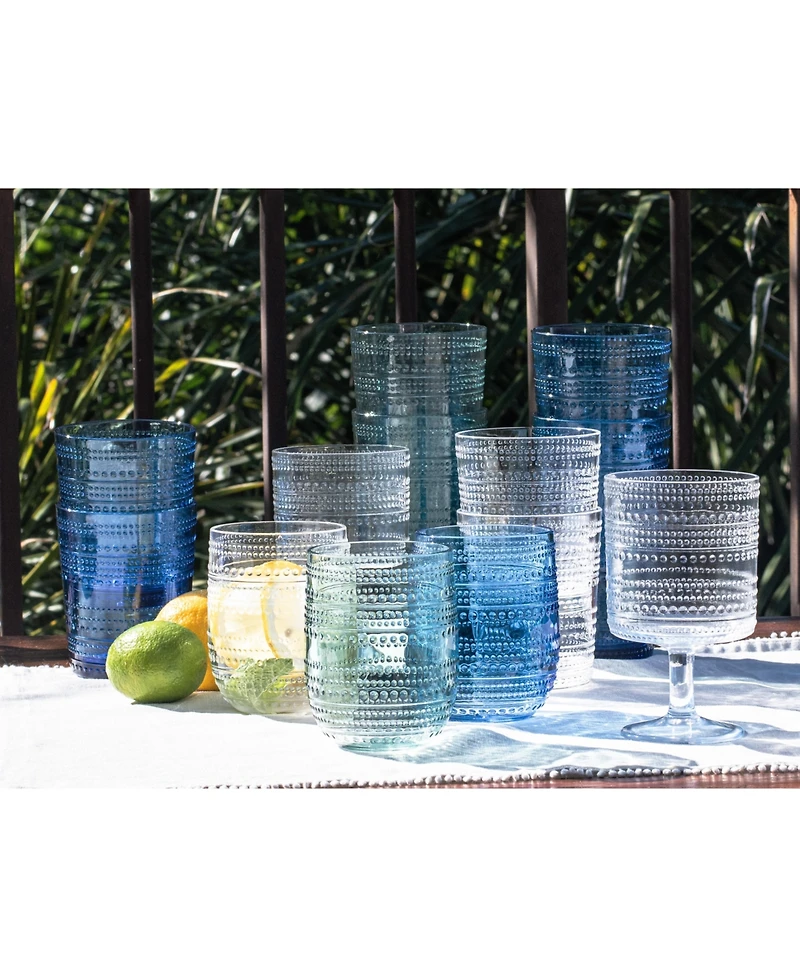 Abode Homewares Beaded Double Old Fashioned Cobalt Glasses, Set of 6
