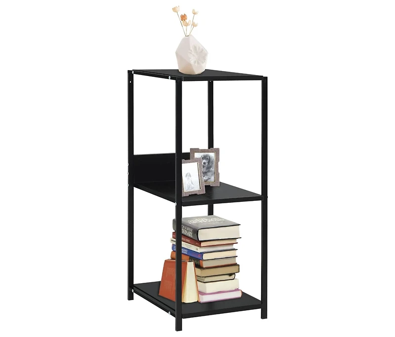 Small Straight Book Shelf Black 13.2"x15.6"x31.4" Engineered Wood