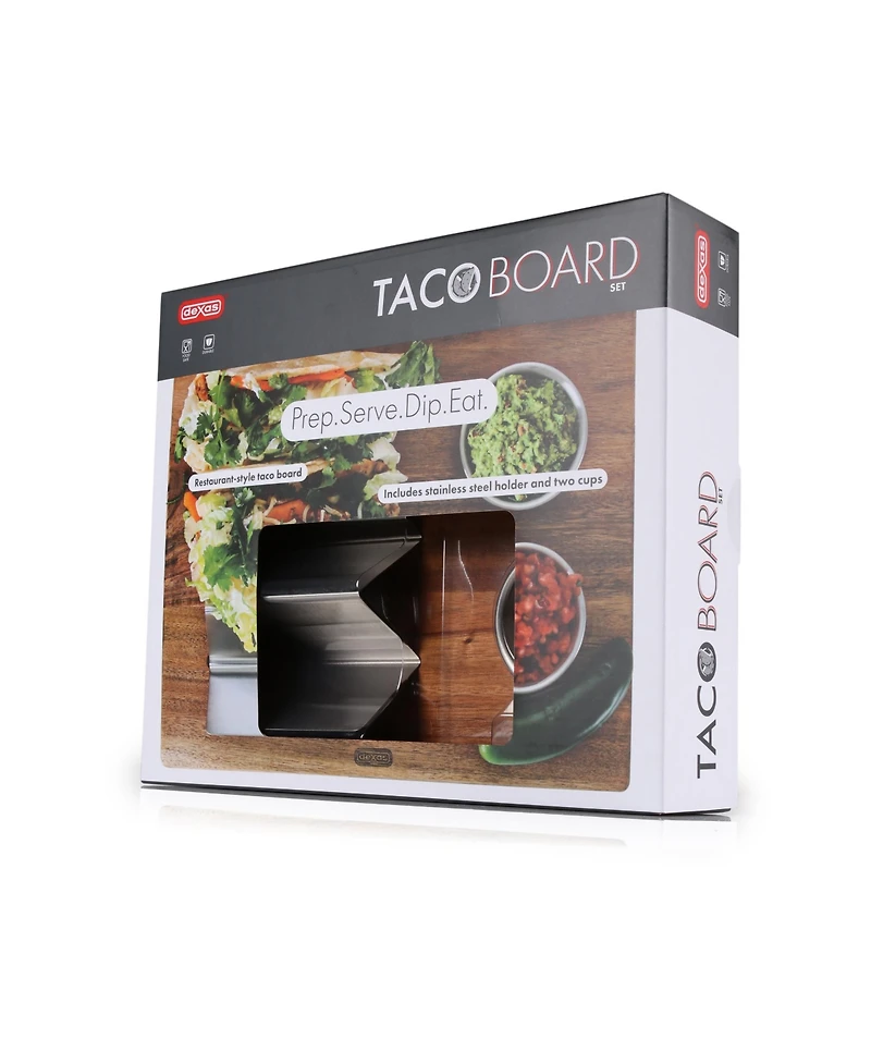 Dexas Acacia 12" x 10" Taco Board Set
