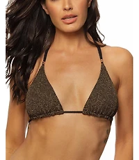 Guria Beachwear Women's Crinkle Lurex Reversible Triangle Bikini Top