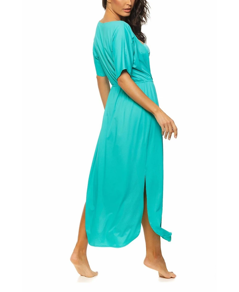 Guria Beachwear Women's Tie Front Long Kimono Cover-up