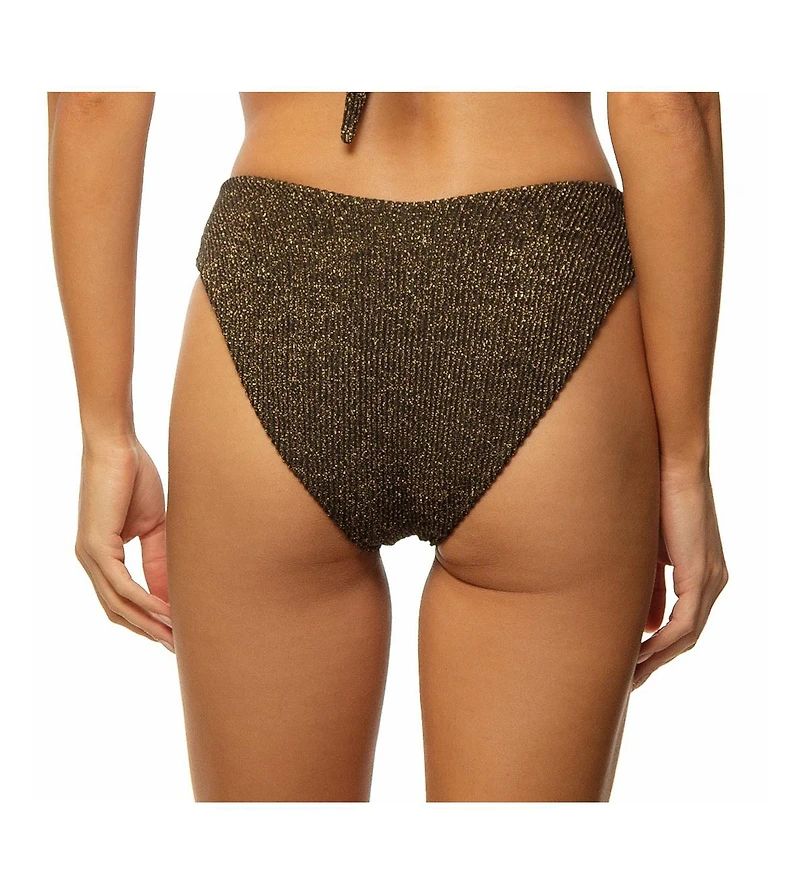 Guria Beachwear Women's Crinkle Lurex Reversible V Front Classic Bikini Bottom