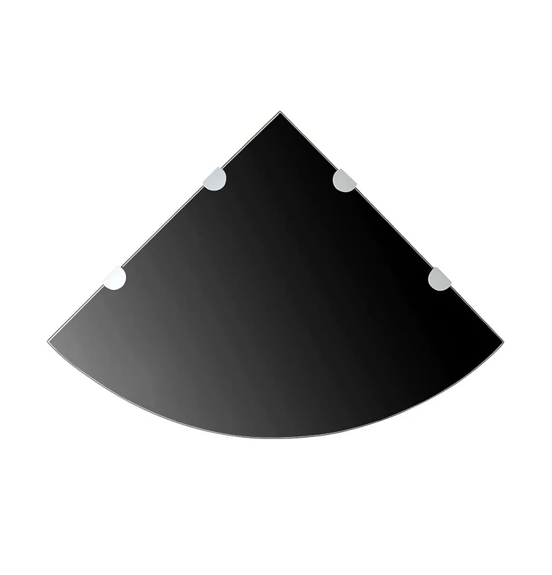 Corner Shelf with Chrome Supports Glass Black 17.7"x17.7"