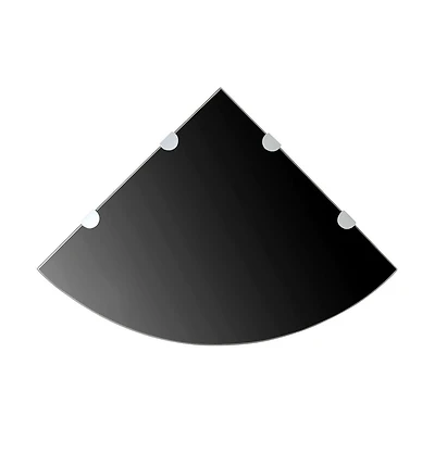 Corner Shelf with Chrome Supports Glass Black 17.7"x17.7"