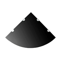 Corner Shelf with Chrome Supports Glass Black 17.7"x17.7"