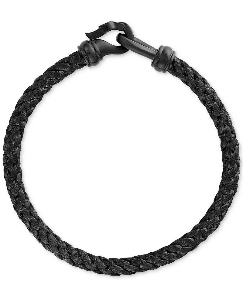 Esquire Men's Jewelry Woven Black Nylon Bracelet Ip Stainless Steel, Created for Macy's