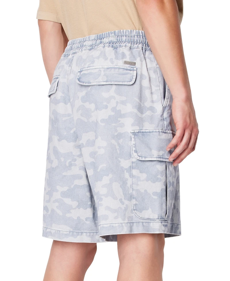 A|X Armani Exchange Men's Tonal Camouflage Drawstring Denim Cargo Shorts