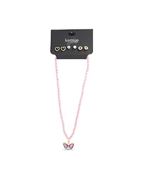 kensie 3 Piece Mixed Earring Set with Pearl Butterfly Pendant Necklace