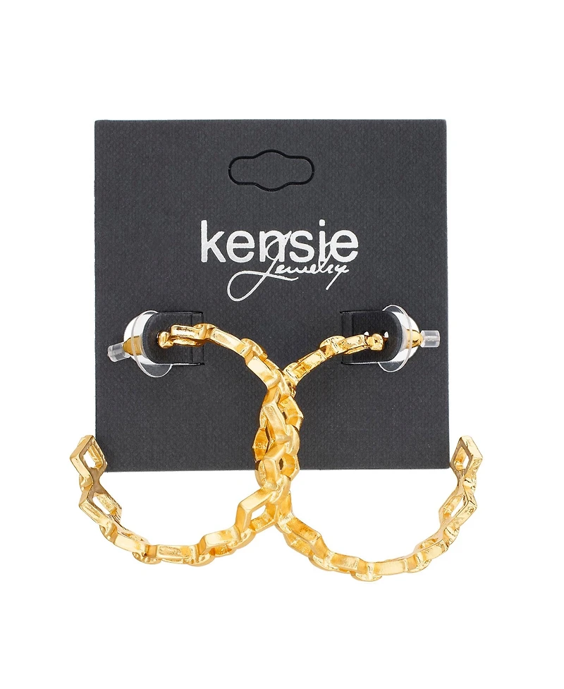 kensie Geometric Cut Out Hoop Earring
