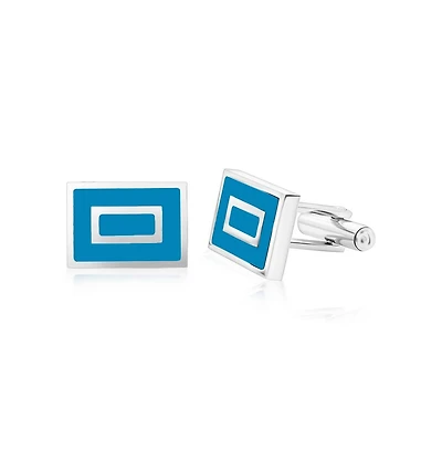 Metallo Stainless Steel Enamel Square Cuff Links