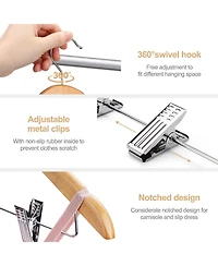 Wooden Suit & Skirt Hangers with Adjustable Clips Natural 12 Pack