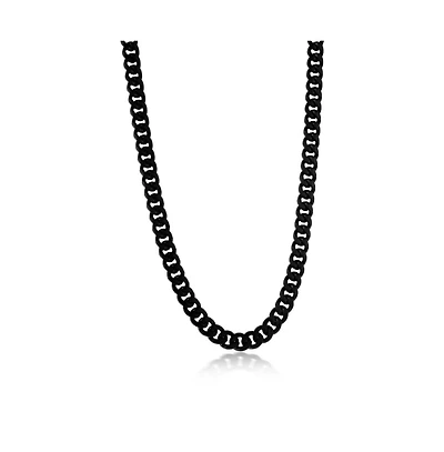 Stainless Steel Matte Black Ip Plated 8mm Miami Cuban Chain Necklace