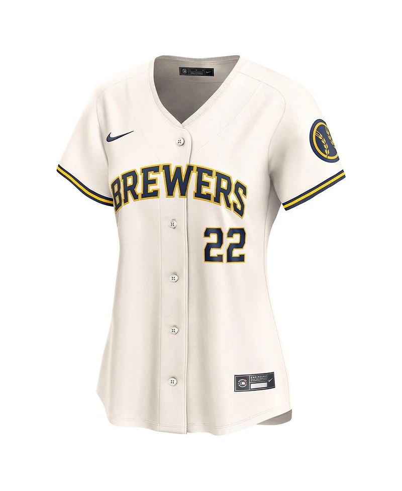 Women's Nike Christian Yelich Cream Milwaukee Brewers Home Limited Player Jersey