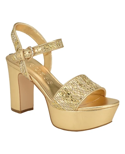 Guess Women's Haldemiy Two Band Ankle Strap Platform Dress Sandals