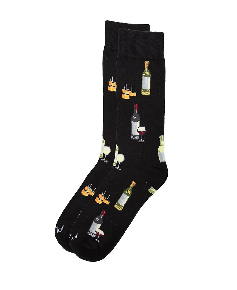 MeMoi Men's Wine and Cheese Novelty Crew Socks