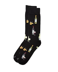 MeMoi Men's Wine and Cheese Novelty Crew Socks