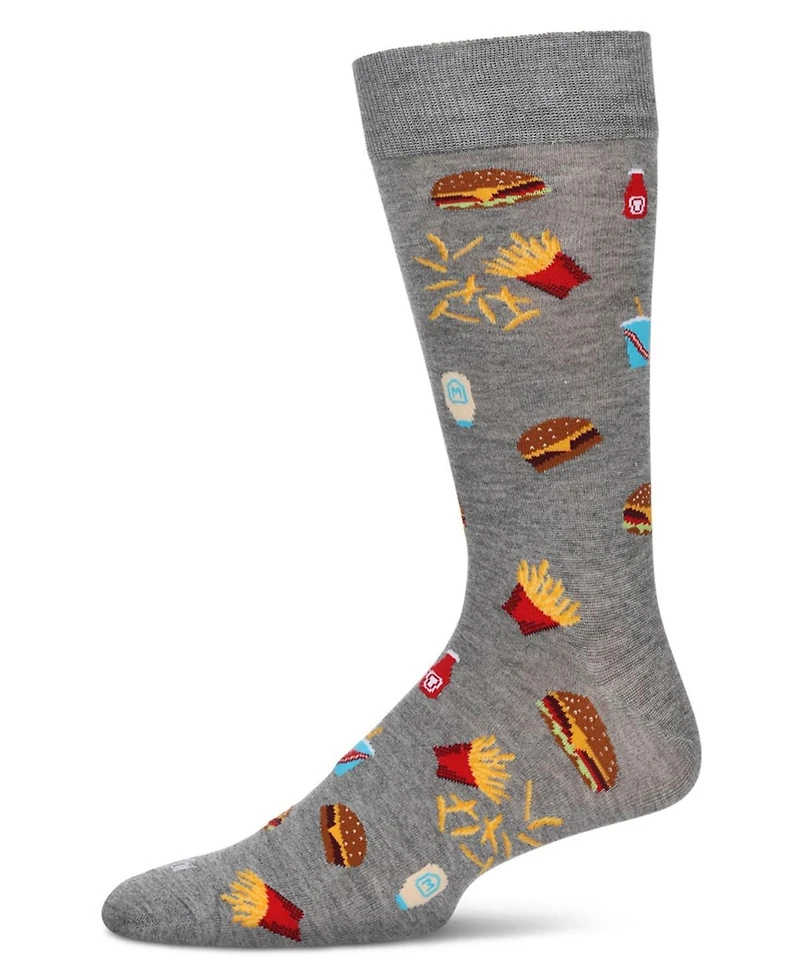 MeMoi Men's Burgers Fries Novelty Crew Socks