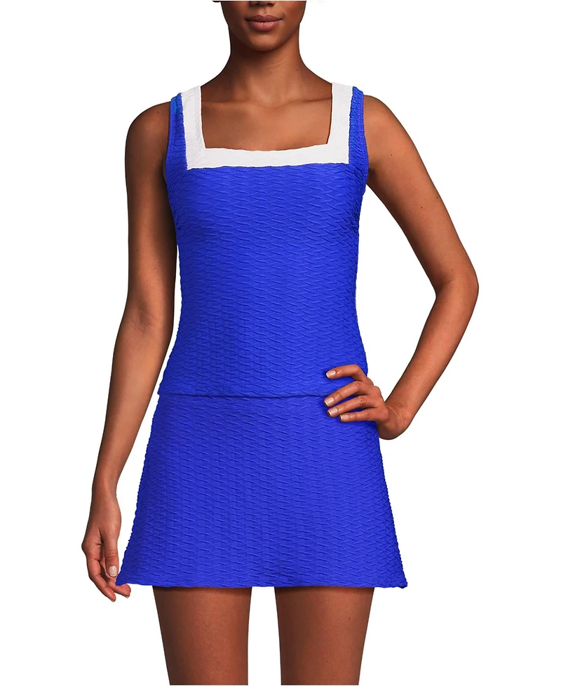 Lands' End Women's Texture Square Neck Tankini Swimsuit Top
