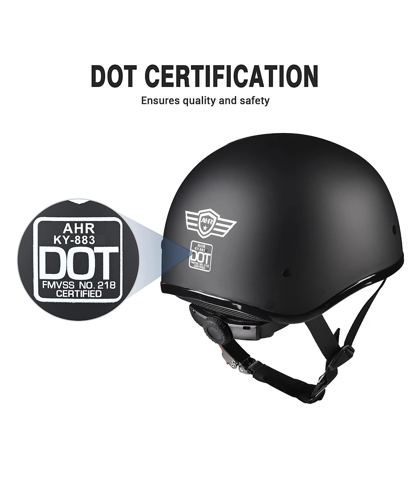Ahr Half Face Motorcycle Helmet Dot Approved Bike Chopper Cruiser Scooter