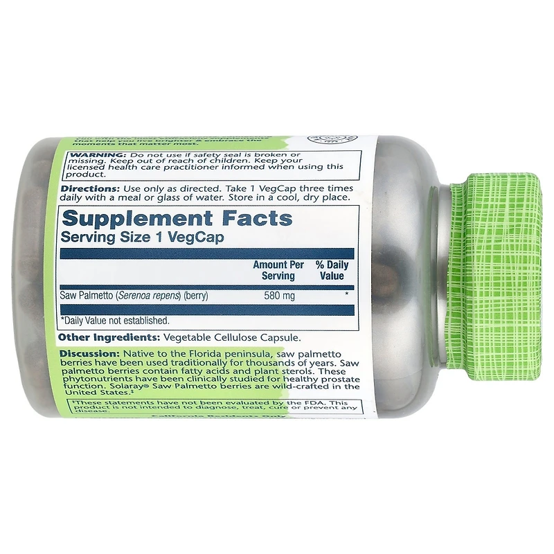 Solaray True Herbs Saw Palmetto 580 mg - 180 VegCaps