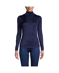 Lands' End Women's Silk Interlock Turtleneck Long Underwear Top