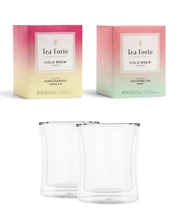 Tea Forte Cold Brew Duo and Poom Cup Tea Bundle, 4 Piece