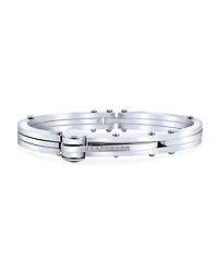 Bling Jewelry Biker Handcuff For Women Bracelet Bangle Cubic Zirconia Accent Stainless Steel