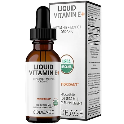 Codeage Liquid Vitamin E+ - Usda-Certified Organic Vitamin E - 2-Month Supply