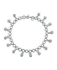 Bollywood Multi Jingle Bells Pattilu India Dangle Charms Anklet Ankle Bracelet For Women .925 Sterling Silver