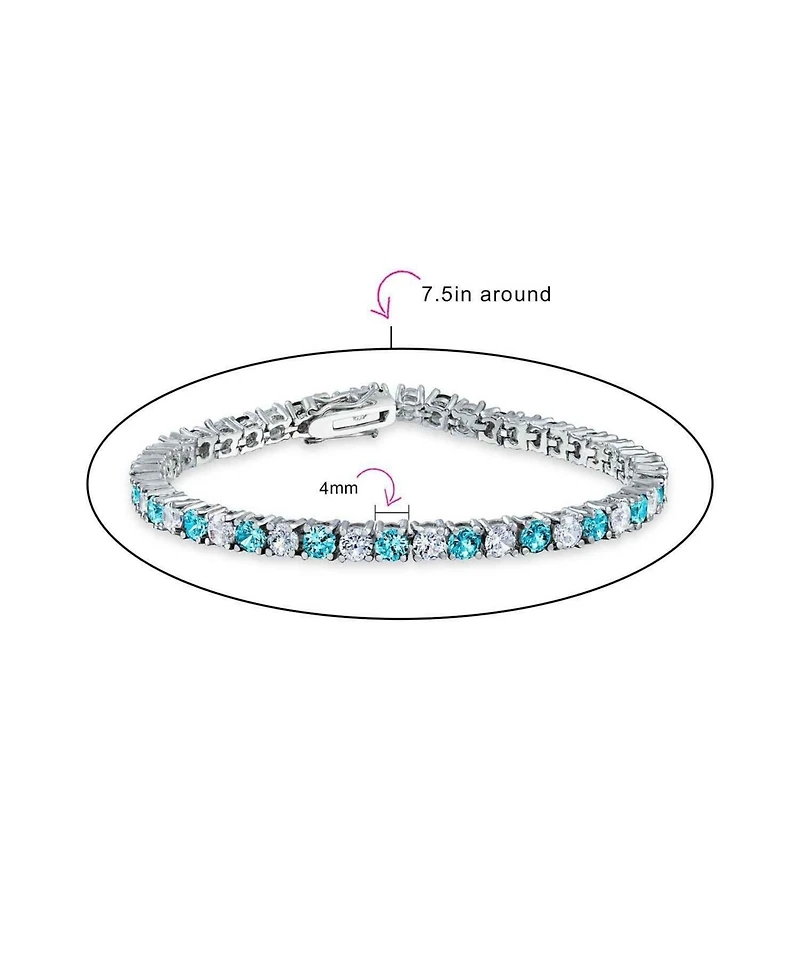 Bling Jewelry Alternating Round Cz 12CT 4 Prong Basket Set Tennis Bracelet Rhodium Plated 7.5 Inch