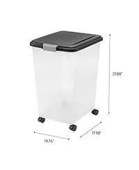 Iris Usa Lbs / Qt WeatherPro Airtight Pet Food Storage Container with Attachable Casters, For Dog Cat Bird and Other Pet Food Storage Bin