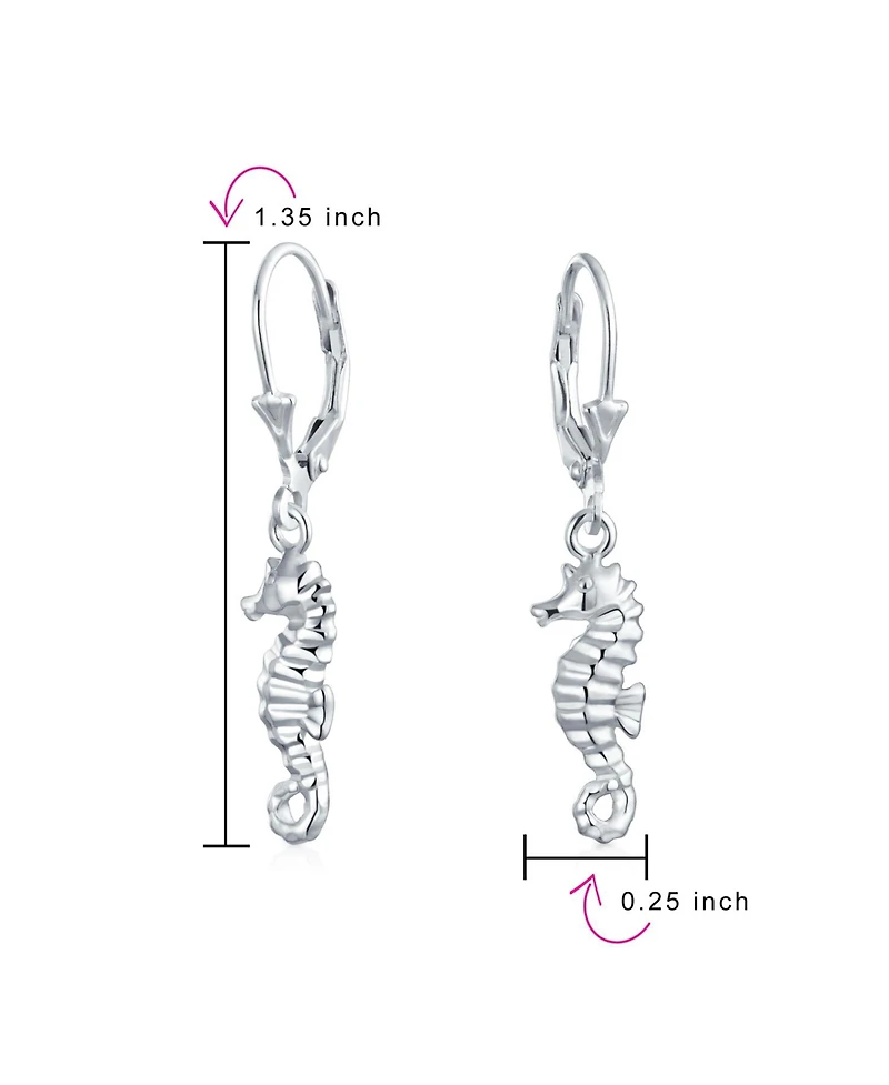 Bling Jewelry Ocean Animal Nautical Beach Vacation Seahorse Dangling Earrings Sterling Silver Lever back