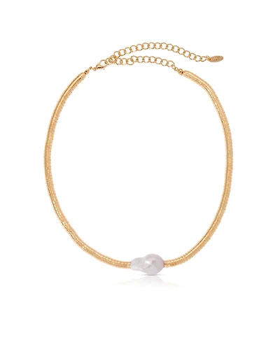 Ettika Liquid 18K Gold-Plated and Cultured Freshwater Pearl Choker