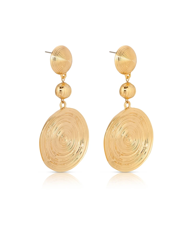 Ettika Textured Disc 18K Gold-Plated Statement Earrings