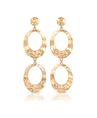 Ettika 18K Gold-Plated Hammered Double Oval Link Drop Earrings