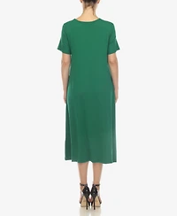 White Mark Women's Short Sleeve Midi Dress