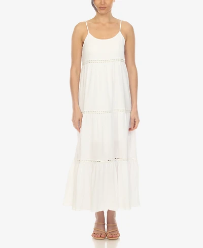 White Mark Women's Scoop Neck Tiered Maxi Dress