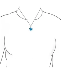 Bling Jewelry Hanukkah Magen Judaic Inlay Created White Opal Star Of David Pendant Necklace Bat Mitzvah .925 Sterling Silver