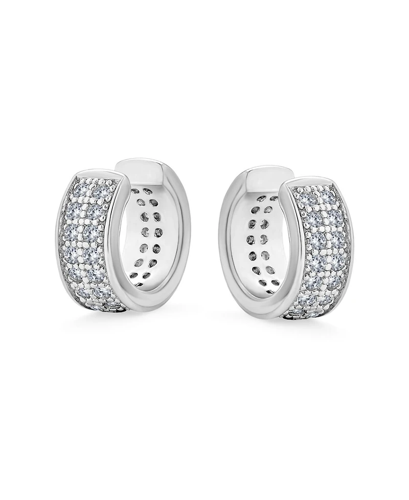 Bling Jewelry Simple Two Tone Cubic Zirconia Pave Blue Cz One or Two Row Band Ear Cuffs Wrap Cartilage Earrings .925 Sterling Silver