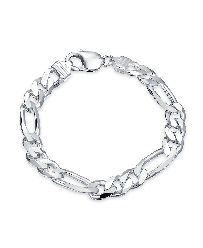Bling Jewelry Thick Heavy Solid Sterling Silver 9MM Figaro Chain Link Bracelet 8 Inch